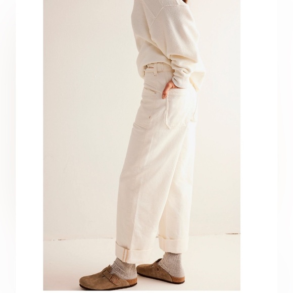 NWT We The Free FP Palmer Cuffed Jeans | Eggshell - Picture 6 of 15